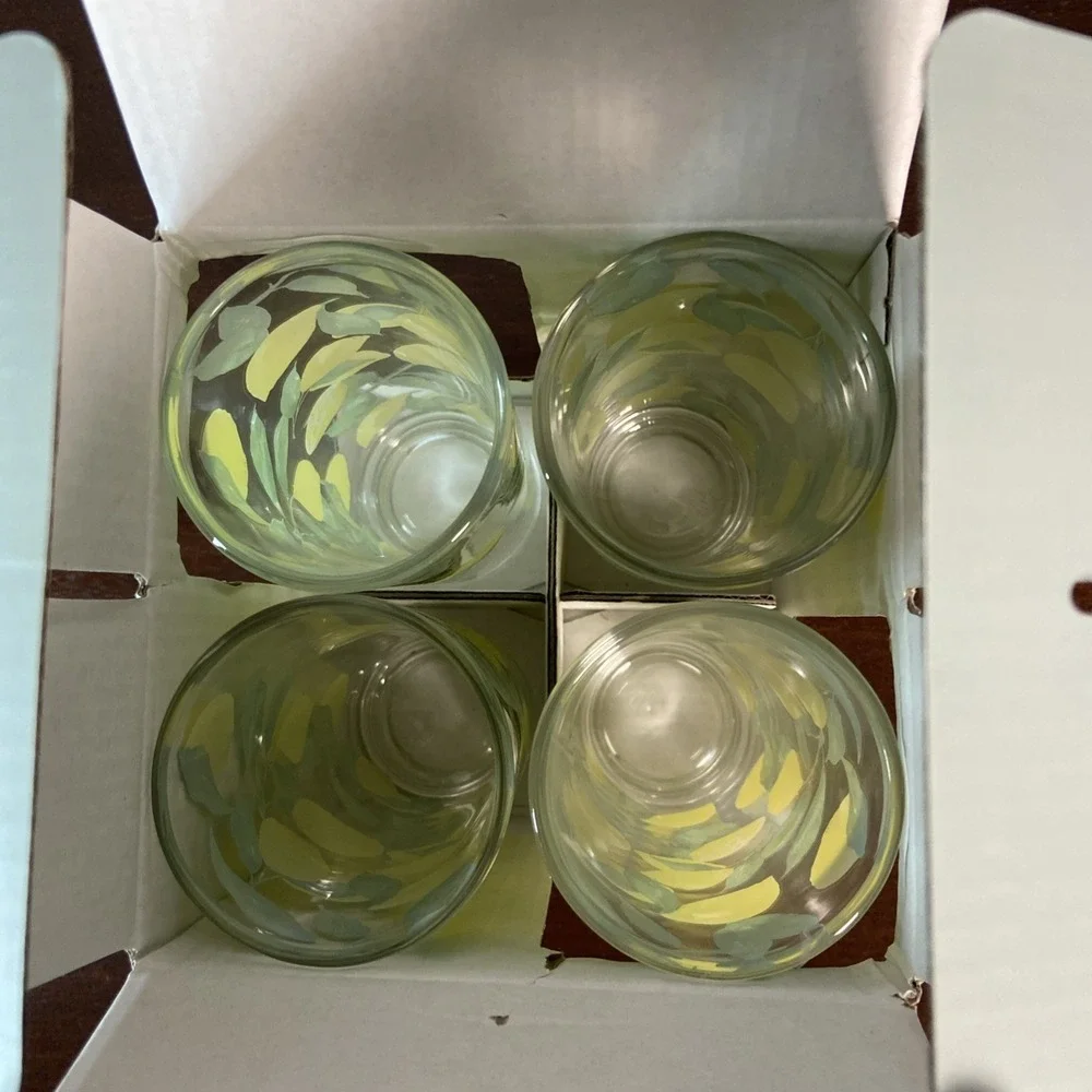 Set of 4 Fresh Picks Lemon Highball Glasses Lemonade Iced Tea Cocktail Tumblers
